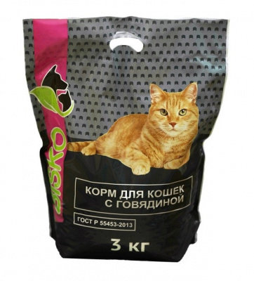 Сухой корм БИСКО С ГОВЯДИНОЙ Сбалансированный корм для кошек старше года